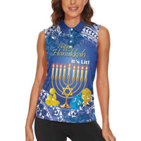 Personalised Hanukkah Jewish Festival Women Sleeveless Polo Shirt It's Lit - Polynesian Pattern LT14 - Polynesian Pride