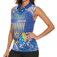 Personalised Hanukkah Jewish Festival Women Sleeveless Polo Shirt It's Lit - Polynesian Pattern LT14 - Polynesian Pride