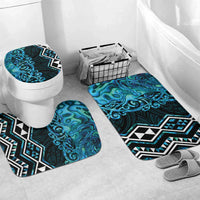 Turquoise Aotearoa Bathroom Set Taniko Motifs With Paua Shell Kowhaiwhai - Polynesian Pride
