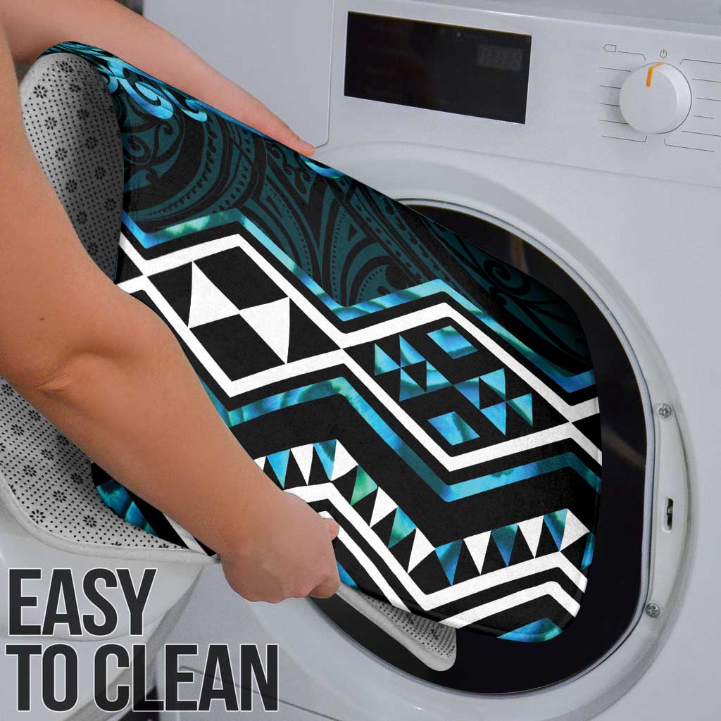 Turquoise Aotearoa Bathroom Set Taniko Motifs With Paua Shell Kowhaiwhai - Polynesian Pride