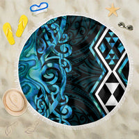 Turquoise Aotearoa Beach Blanket Taniko Motifs With Paua Shell Kowhaiwhai LT14 One Size 150cm Turquoise - Polynesian Pride