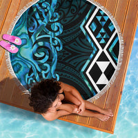 Turquoise Aotearoa Beach Blanket Taniko Motifs With Paua Shell Kowhaiwhai LT14 - Polynesian Pride