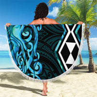 Turquoise Aotearoa Beach Blanket Taniko Motifs With Paua Shell Kowhaiwhai LT14 - Polynesian Pride