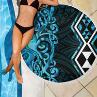 Turquoise Aotearoa Beach Blanket Taniko Motifs With Paua Shell Kowhaiwhai LT14 - Polynesian Pride