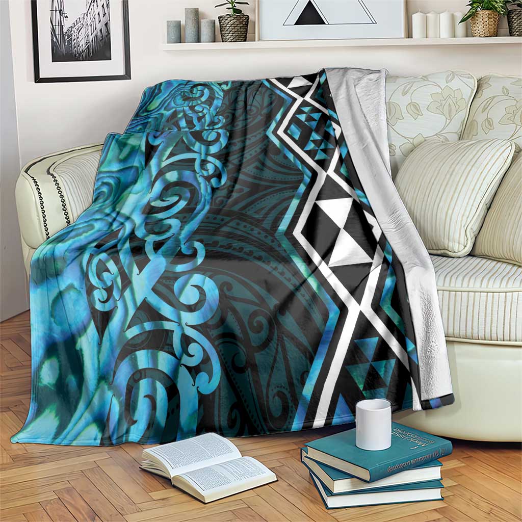Turquoise Aotearoa Blanket Taniko Motifs With Paua Shell Kowhaiwhai LT14 Turquoise - Polynesian Pride