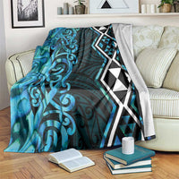 Turquoise Aotearoa Blanket Taniko Motifs With Paua Shell Kowhaiwhai LT14 Turquoise - Polynesian Pride