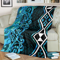 Turquoise Aotearoa Blanket Taniko Motifs With Paua Shell Kowhaiwhai LT14 - Polynesian Pride