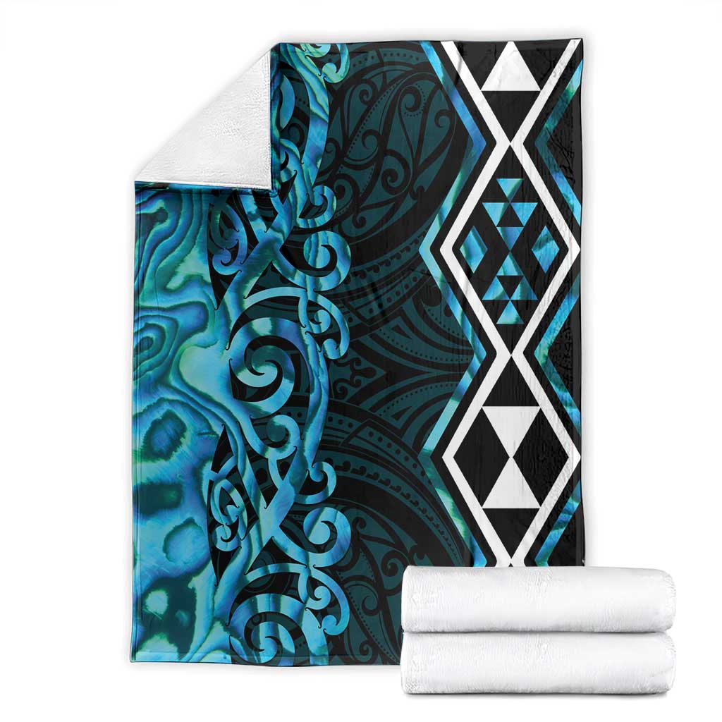 Turquoise Aotearoa Blanket Taniko Motifs With Paua Shell Kowhaiwhai LT14 - Polynesian Pride