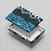 Turquoise Aotearoa Canvas Wall Art Taniko Motifs With Paua Shell Kowhaiwhai LT14 - Polynesian Pride