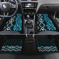 Turquoise Aotearoa Car Mats Taniko Motifs With Paua Shell Kowhaiwhai LT14 Set 4pcs Turquoise - Polynesian Pride