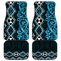 Turquoise Aotearoa Car Mats Taniko Motifs With Paua Shell Kowhaiwhai LT14 - Polynesian Pride