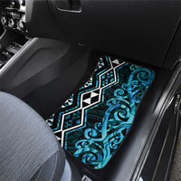 Turquoise Aotearoa Car Mats Taniko Motifs With Paua Shell Kowhaiwhai LT14 - Polynesian Pride