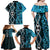 Turquoise Aotearoa Family Matching Off Shoulder Maxi Dress and Hawaiian Shirt Taniko Motifs With Paua Shell Kowhaiwhai