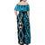 Turquoise Aotearoa Family Matching Off Shoulder Maxi Dress and Hawaiian Shirt Taniko Motifs With Paua Shell Kowhaiwhai