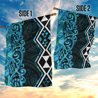 Turquoise Aotearoa Garden Flag Taniko Motifs With Paua Shell Kowhaiwhai LT14 - Polynesian Pride