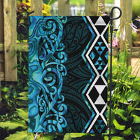 Turquoise Aotearoa Garden Flag Taniko Motifs With Paua Shell Kowhaiwhai LT14 Garden Flag Turquoise - Polynesian Pride