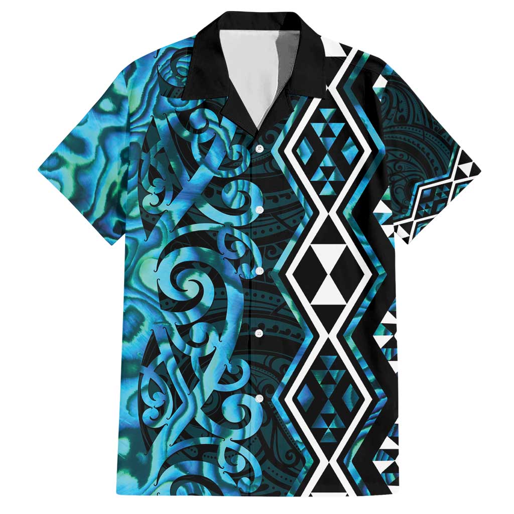 Turquoise Aotearoa Hawaiian Shirt Taniko Motifs With Paua Shell Kowhaiwhai LT14 Turquoise - Polynesian Pride