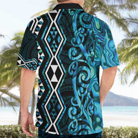 Turquoise Aotearoa Hawaiian Shirt Taniko Motifs With Paua Shell Kowhaiwhai LT14 - Polynesian Pride