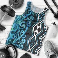 Turquoise Aotearoa Men Tank Top Taniko Motifs With Paua Shell Kowhaiwhai LT14 - Polynesian Pride