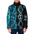 Turquoise Aotearoa Padded Jacket Taniko Motifs With Paua Shell Kowhaiwhai - Polynesian Pride