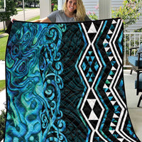 Turquoise Aotearoa Quilt Taniko Motifs With Paua Shell Kowhaiwhai