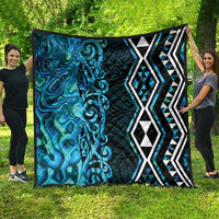 Turquoise Aotearoa Quilt Taniko Motifs With Paua Shell Kowhaiwhai