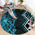 Turquoise Aotearoa Round Carpet Taniko Motifs With Paua Shell Kowhaiwhai