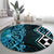 Turquoise Aotearoa Round Carpet Taniko Motifs With Paua Shell Kowhaiwhai