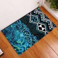 Turquoise Aotearoa Rubber Doormat Taniko Motifs With Paua Shell Kowhaiwhai LT14 - Polynesian Pride
