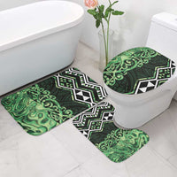 Green Aotearoa Bathroom Set Taniko Motifs With Paua Shell Kowhaiwhai - Polynesian Pride