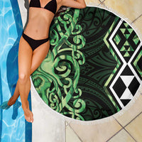 Green Aotearoa Beach Blanket Taniko Motifs With Paua Shell Kowhaiwhai LT14 - Polynesian Pride