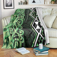 Green Aotearoa Blanket Taniko Motifs With Paua Shell Kowhaiwhai LT14 Green - Polynesian Pride