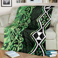Green Aotearoa Blanket Taniko Motifs With Paua Shell Kowhaiwhai LT14 - Polynesian Pride