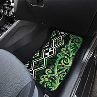 Green Aotearoa Car Mats Taniko Motifs With Paua Shell Kowhaiwhai LT14 - Polynesian Pride
