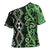 Green Aotearoa Cross Shoulder Shirt Taniko Motifs With Paua Shell Kowhaiwhai - Polynesian Pride