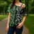 Green Aotearoa Cross Shoulder Shirt Taniko Motifs With Paua Shell Kowhaiwhai - Polynesian Pride