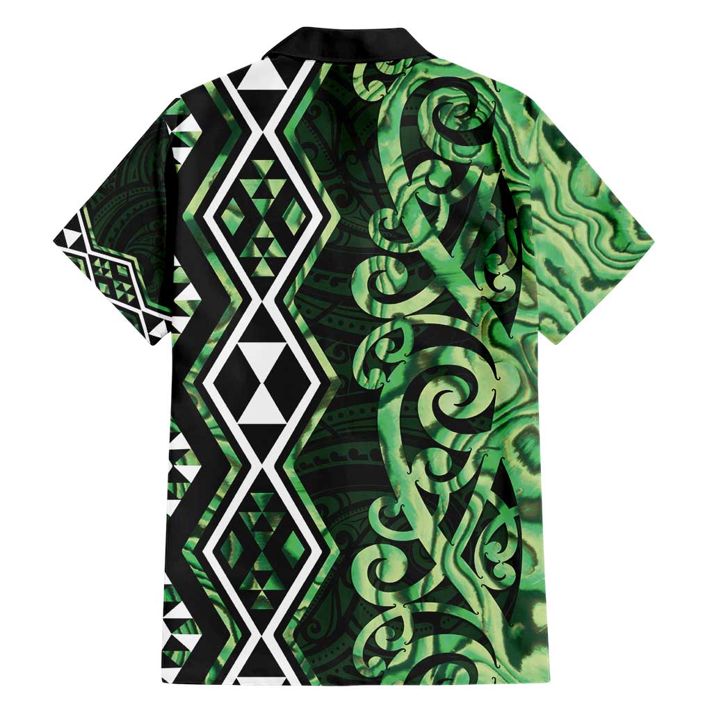 Green Aotearoa Hawaiian Shirt Taniko Motifs With Paua Shell Kowhaiwhai LT14 - Polynesian Pride