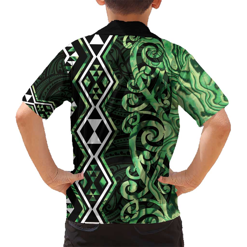Green Aotearoa Hawaiian Shirt Taniko Motifs With Paua Shell Kowhaiwhai LT14 - Polynesian Pride