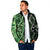 Green Aotearoa Padded Jacket Taniko Motifs With Paua Shell Kowhaiwhai - Polynesian Pride