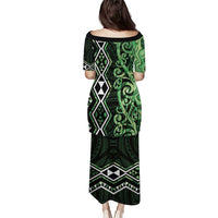 Green Aotearoa Puletasi Taniko Motifs With Paua Shell Kowhaiwhai LT14 - Polynesian Pride