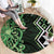 Green Aotearoa Round Carpet Taniko Motifs With Paua Shell Kowhaiwhai