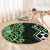 Green Aotearoa Round Carpet Taniko Motifs With Paua Shell Kowhaiwhai