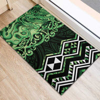 Green Aotearoa Rubber Doormat Taniko Motifs With Paua Shell Kowhaiwhai LT14 - Polynesian Pride