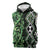 Green Aotearoa Sleeveless Hoodie Taniko Motifs With Paua Shell Kowhaiwhai - Polynesian Pride