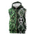 Green Aotearoa Sleeveless Zip Hoodie Taniko Motifs With Paua Shell Kowhaiwhai - Polynesian Pride