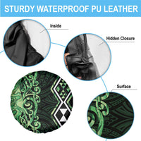Green Aotearoa Spare Tire Cover Taniko Motifs With Paua Shell Kowhaiwhai LT14 - Polynesian Pride