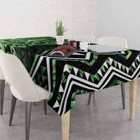 Green Aotearoa Tablecloth Taniko Motifs With Paua Shell Kowhaiwhai LT14 - Polynesian Pride