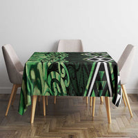 Green Aotearoa Tablecloth Taniko Motifs With Paua Shell Kowhaiwhai LT14 - Polynesian Pride