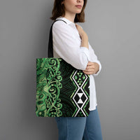 Green Aotearoa Tote Bag Taniko Motifs With Paua Shell Kowhaiwhai - Polynesian Pride