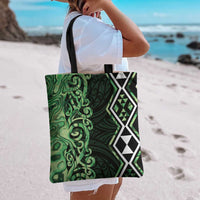 Green Aotearoa Tote Bag Taniko Motifs With Paua Shell Kowhaiwhai - Polynesian Pride